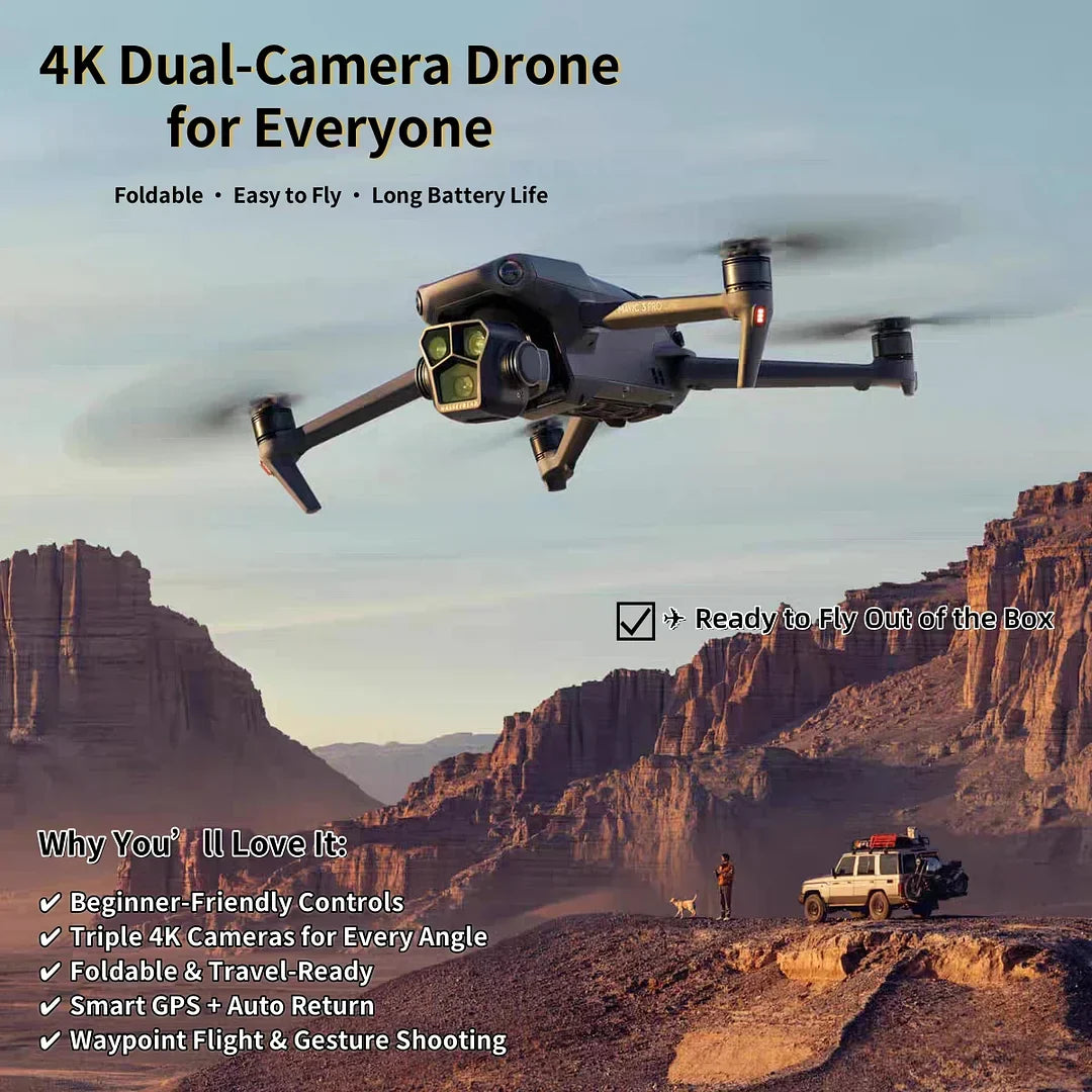 Dron con Cámara 4K HD – Perfecto para viajes, fotografía y regalos Plegable · Fácil de volar · Batería de larga duración 🔥 Oferta por tiempo limitado: 50% DE DESCUENTO ¡El regalo perfecto para los amantes de la tecnología!